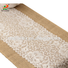 30x180 cm Luxuslappen und Spitze Tisch Runner Hochzeit Dekoration Moderne Jute Lace Tischläufer Vintage Tischdecke Home Textile